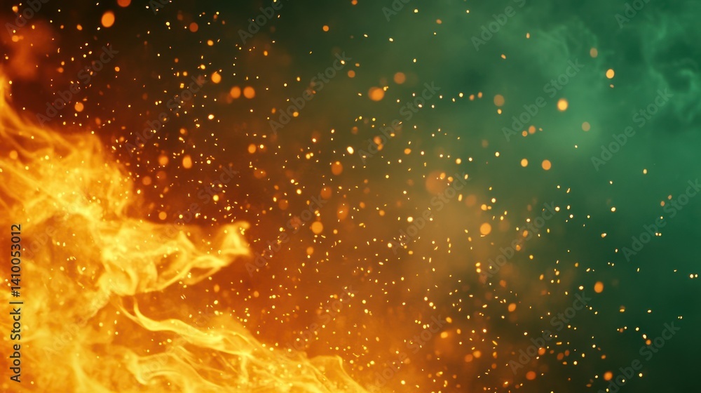 Aufkleber dynamic flames and particles create a mesmerizing display of warm colors and energy, showcasing the 