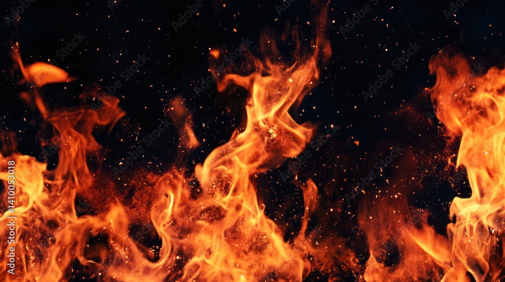 Aufkleber dynamic flames dance against a dark backdrop, creating an intense and captivating display of fire's 