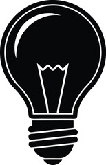 Lamp or Light Bulb Silhouette Vector | Bright Idea Icon in Minimal Black Design