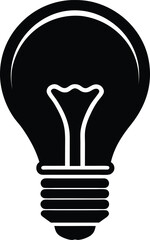 Lamp or Light Bulb Silhouette Vector | Bright Idea Icon in Minimal Black Design