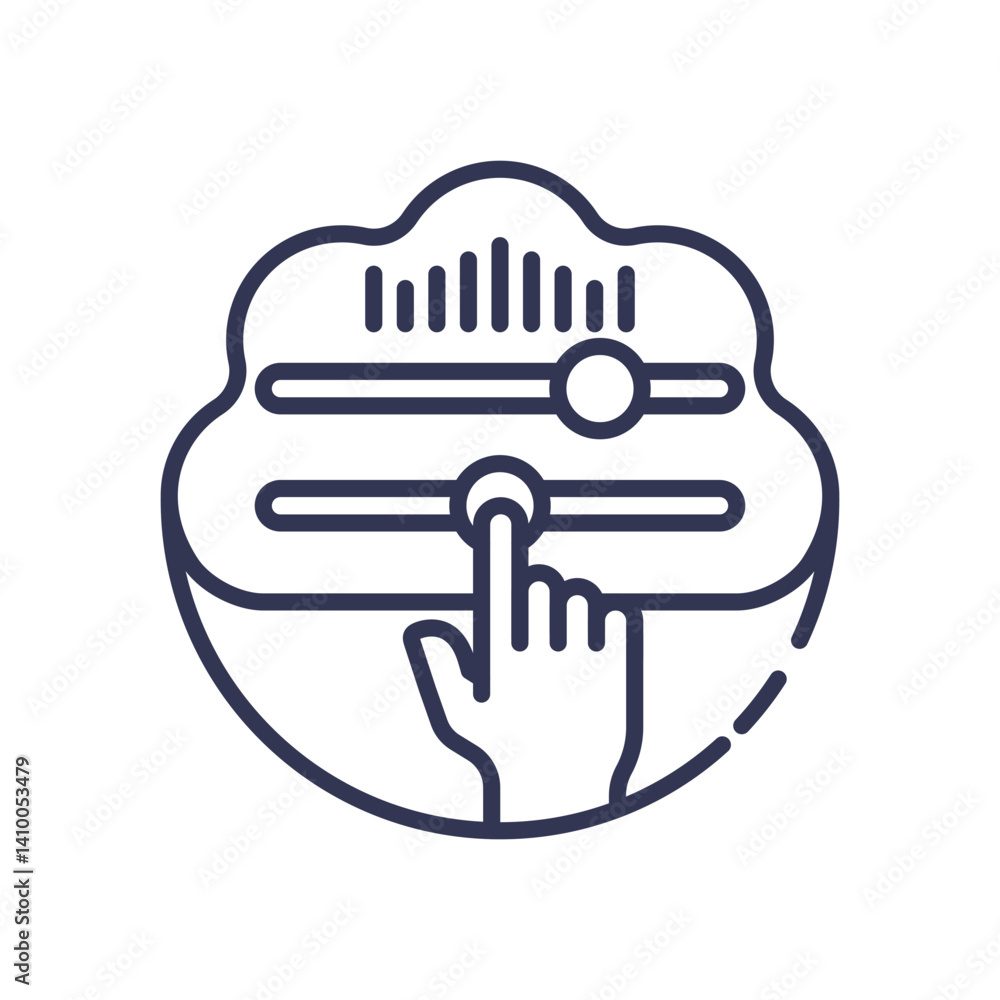 Poster hand adjusting sliders symbolizes control and customization.