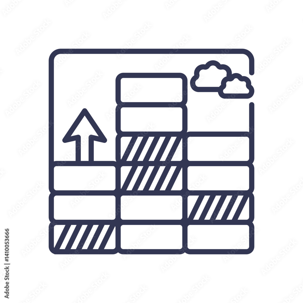 Poster illustration of column storage efficiency with upward arrow and clouds.