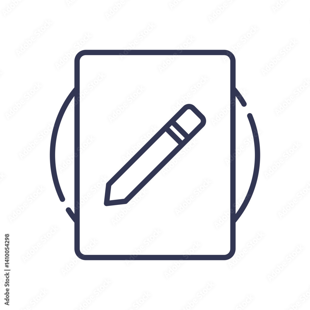 Poster simple pencil and paper icon symbolizing basic ideas and initial thoughts.