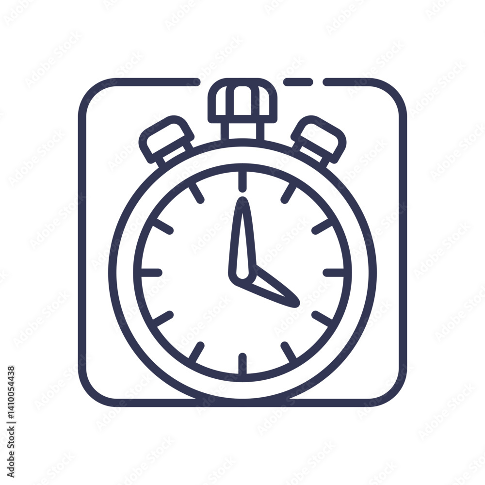 Poster line art stopwatch symbolizing precision and reliability.