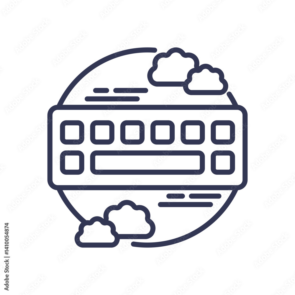 Poster keyboard and cloud icons symbolize cloud-based automation.