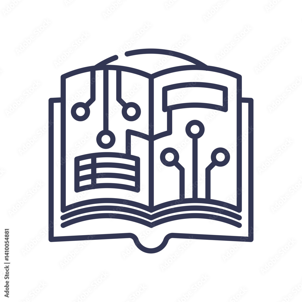 Poster open book with circuit lines symbolizes digital transformation in record-keeping.