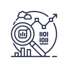 Fototapeta premium Magnifying glass over data charts symbolizes analysis and detection.