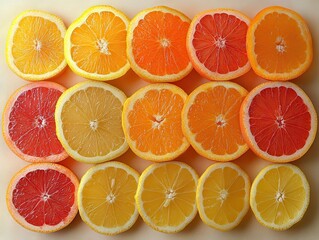 Fototapeta premium citrus slice arrangement with minimal layout, white background