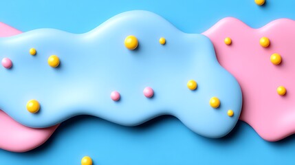 Abstract Pastel Shapes with Colorful Spheres