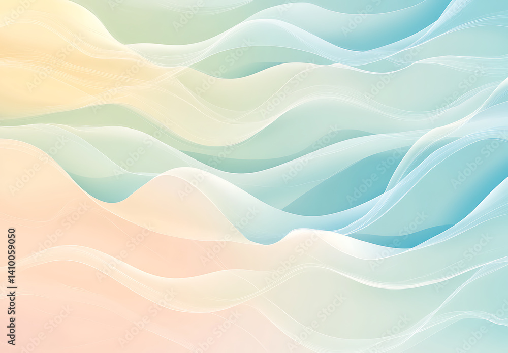 Poster abstract smooth flowing waves in soft pastel colors background