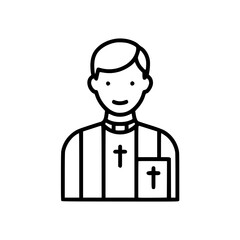 Fototapeta premium Priest icon smiling with religious symbols 