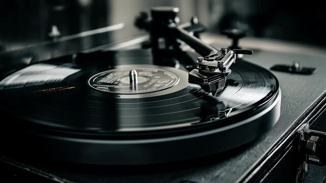 the vinyl record is playing music