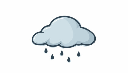 Rain cloud with drops in gray-blue tones in simple weather illustration
