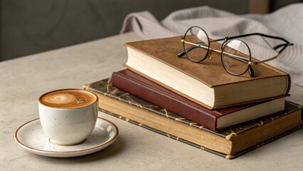 Naklejka premium coffee and book