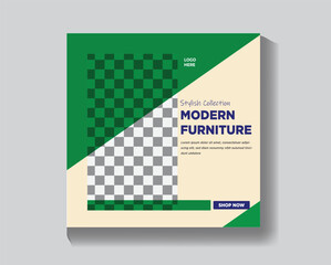 Flyer and business card design template with green vector layout and blank space