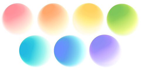 Set of Vector Colorful Gradient Circles with Soft Pastel Tones Isolated on White Background 