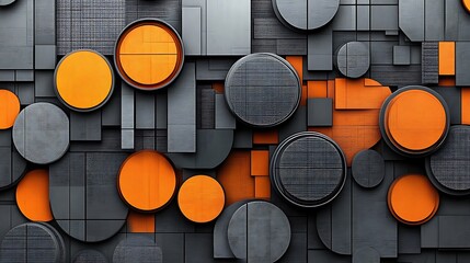 Abstract Geometric Orange and Grey Pattern Design