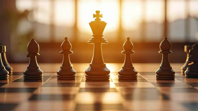 Business Strategy Visualization &ndash; King and Pawns Depict Planning, Goals, and Execution
