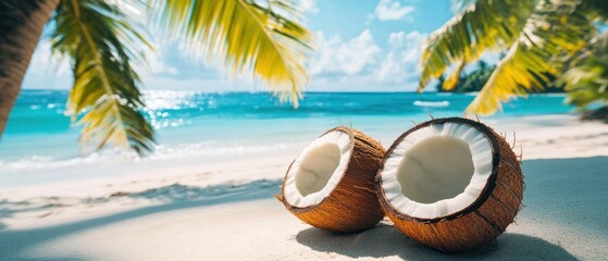 Tropical Paradise: Coconuts on a pristine beach