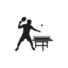 Table tennis player in action silhouette vector