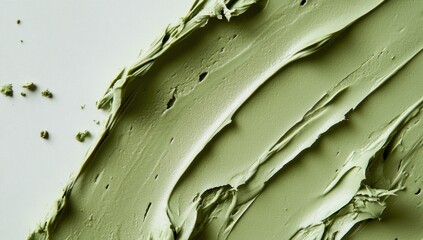Close-up of textured green substance with light background.