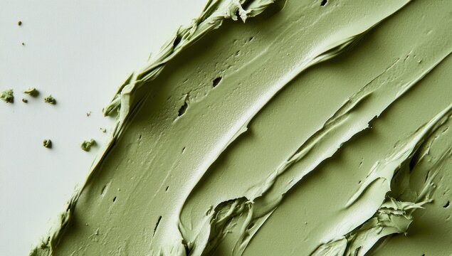 Close-up of textured green substance with light background.
