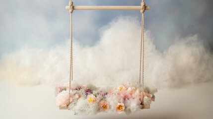 spring flowers hanging swing