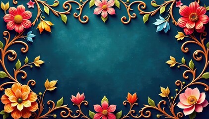Intricate floral damask, swirling vines & leaves, texture, graphic, repeat