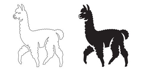 Stylish alpaca vector with elegant silhouette – great for lifestyle and farm-inspired projects – alpaca silhouette – alpaca illustration – alpaca icon – minimalist alpaca outline – alpaca line art

