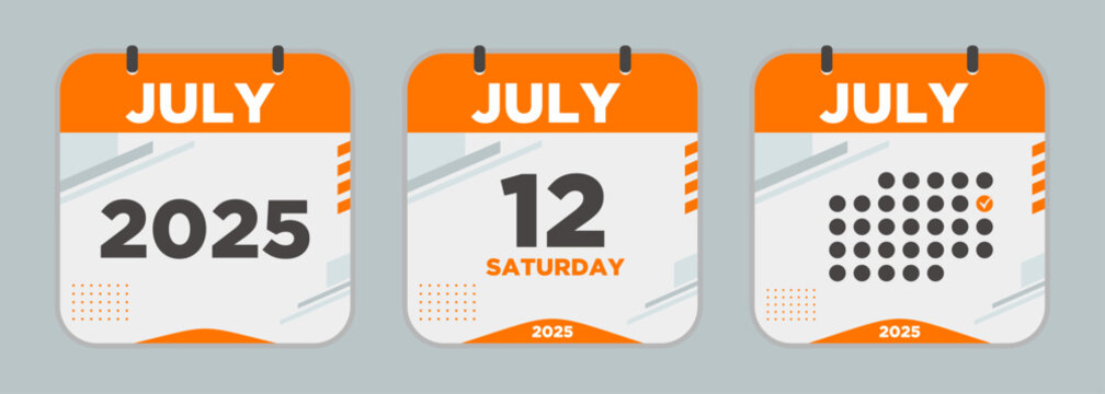 Modern Calendar icon. July. 2025 12 day. The concept of waiting for an important date. Day calendar with date July 12. Cheklist day calendar. Vector illustration.