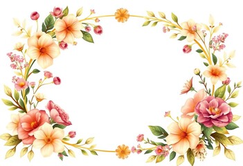 Obraz premium Elegant golden floral frame corner with botanical bouquet illustration, vector, decorative