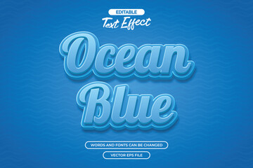 Ocean blue editable text effect with 3d blue text and blue background
