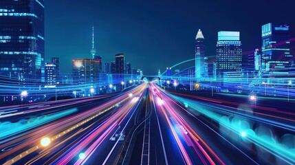 Fototapeta premium Smart City Traffic System: Real-Time Data-Driven Urban Mobility Solutions 