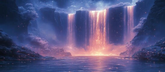 Magical Waterfall in a Fantastical Landscape