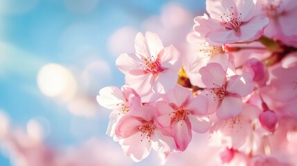 Obraz premium Vibrant Pink Cherry Blossom Petals: Serene Spring Nature in Bloom