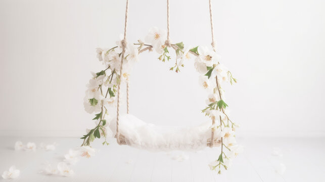 spring flowers hanging swing