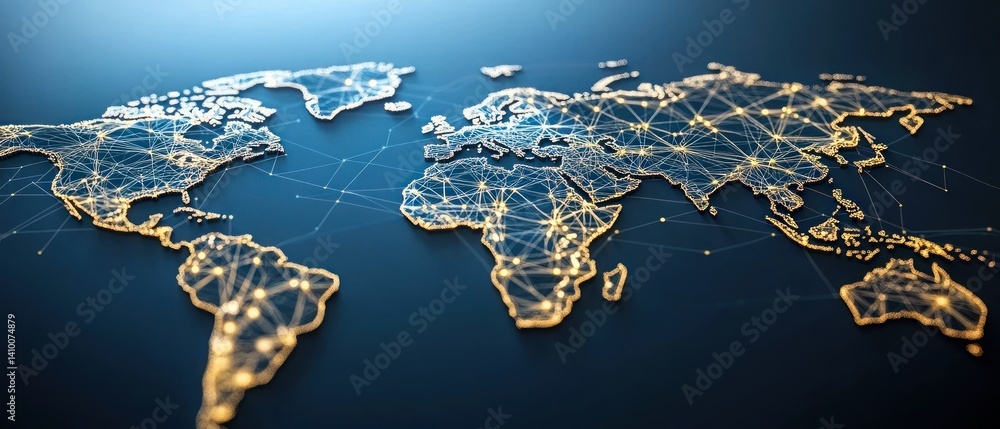 Poster global network connectivity: a visual representation of worldwide interconnection