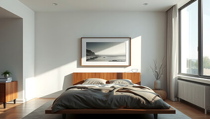 frames displaying photos in the bedroom