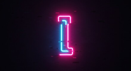 Neon Letter 'I': Vibrant Pink and Blue Glowing Sign