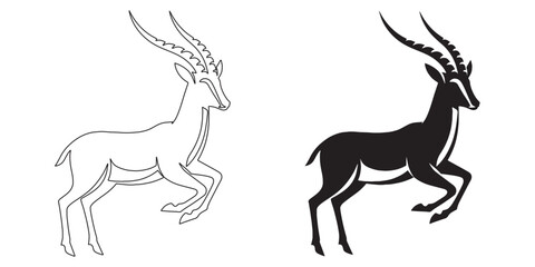 Minimalist antelope vector design – elegant silhouette for premium digital products – antelope silhouette – antelope illustration – antelope icon – minimalist antelope outline – antelope line art

