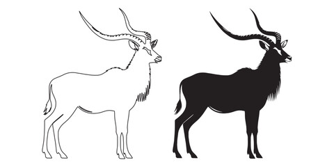 Fototapeta premium Natural antelope icon in simple vector format – silhouette animal art for eco products – antelope silhouette – antelope vector – antelope illustration – minimalist antelope outline – antelope line art