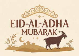 A beautiful, vintage-style graphic design for Eid al-Adha.