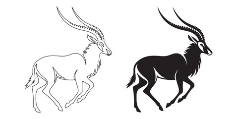 Minimalist antelope vector with smooth silhouette style – ideal for modern wildlife branding – antelope silhouette – antelope illustration – antelope icon – minimalist antelope outline