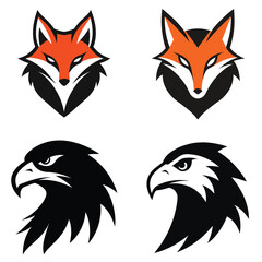 Symbolic Animal Heads: A collection of four stylized animal head emblems, each one meticulously rendered to capture the essence of these creatures.