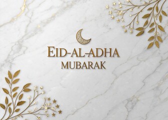 Elegant Eid Al-Adha Mubarak Greeting on Marble Background
