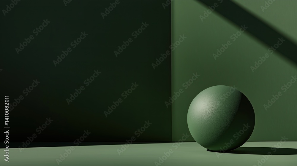 Aufkleber green sphere with subtle texture against a green background, casting a soft shadow. modern minimalis