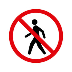 Red No Walking Prohibited Sign on transparent Background for Safety Awareness

