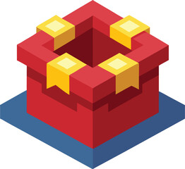 3d render of a red cube with a green background