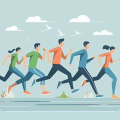 vector image of a person doing running exercise