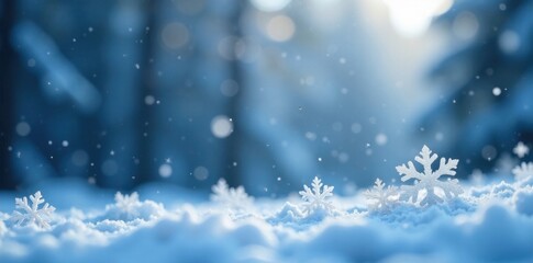 Naklejka premium snowflakes gently falling on a winter wonderland, winter, peaceful, scenery